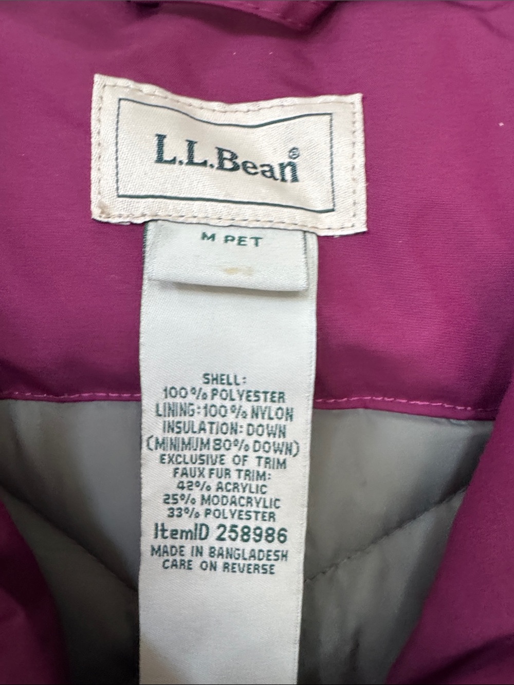 L.L. Bean Women's Fuchsia Hooded Insulated Parka - Picture 2 of 3